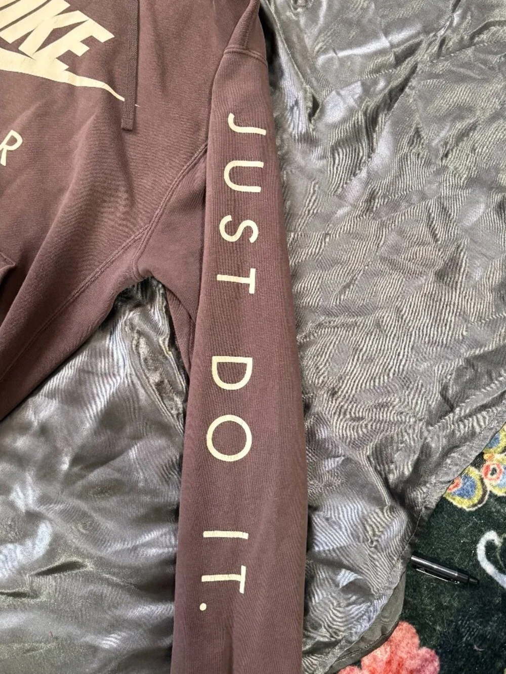 Nike Air JDI Brown Fleece Hoodie Youth Small Just Do It Sweatshirt